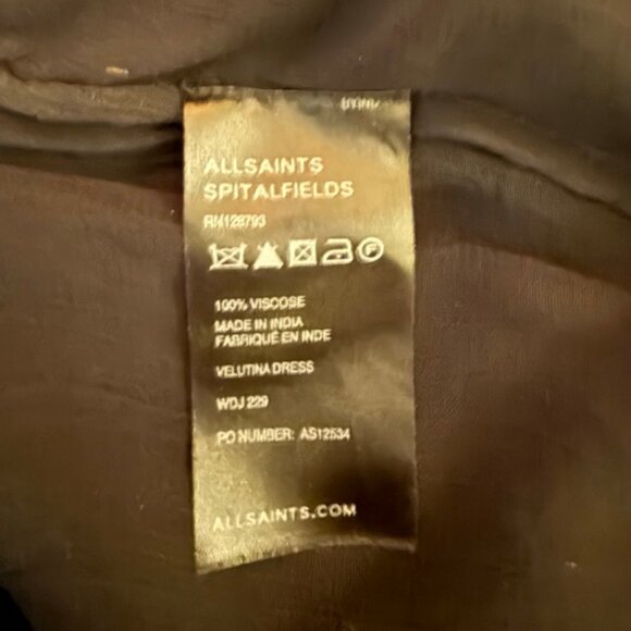 All Saints Spitafields cowl neck asymmetrical ahoulder black sequin dress - Picture 4 of 5